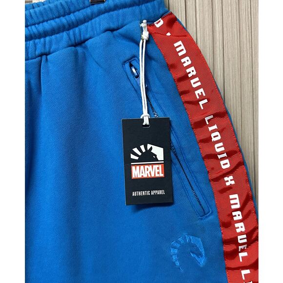 LIQUID X MARVEL Retro Captain America Shorts Blue Pigment Dye Boys 2XL - Picture 3 of 9